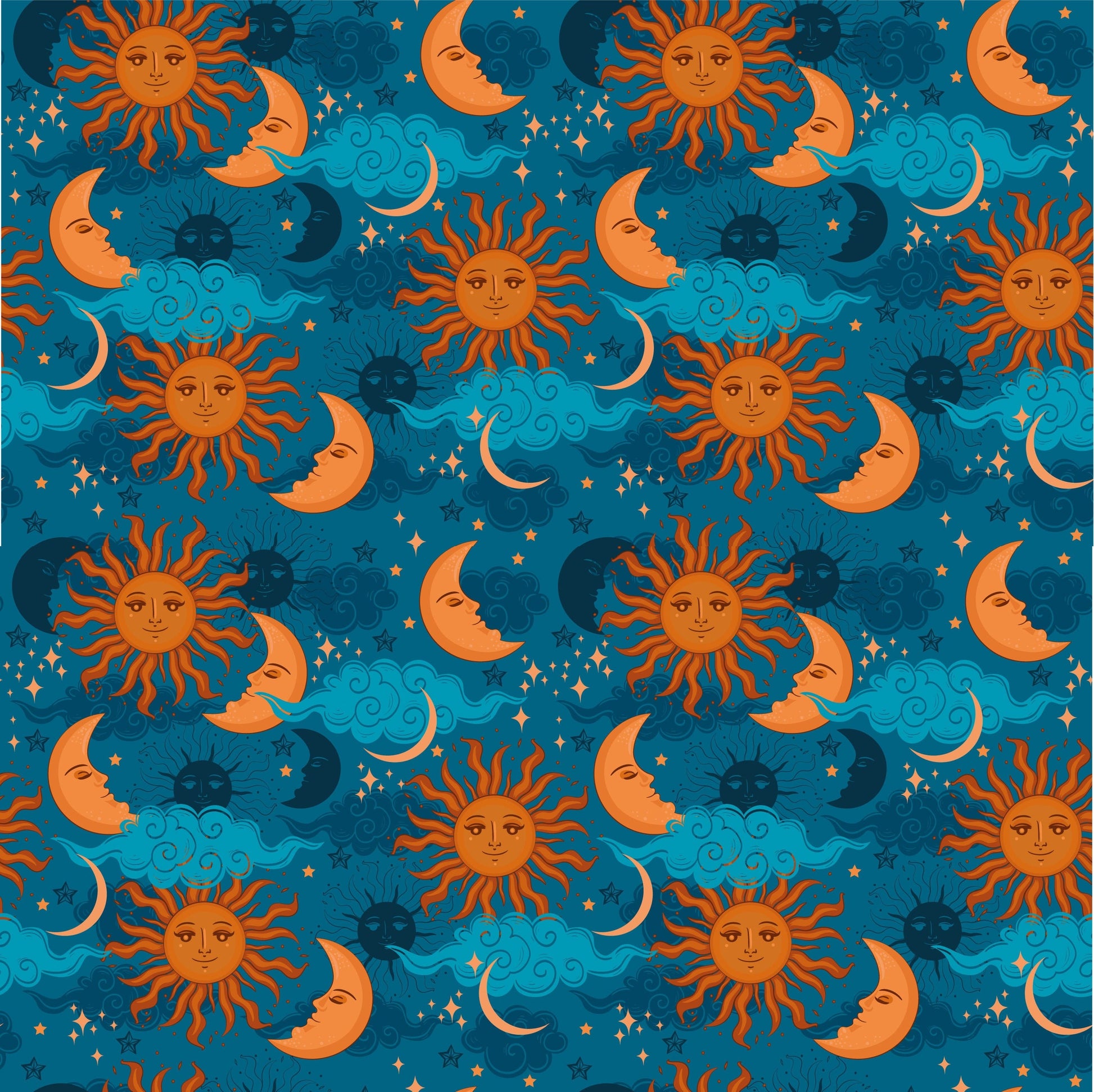 Blue Background Moon & Sun Vinyl Furniture Wrap