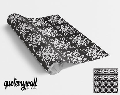 Black Vintage Pattern Tile Vinyl Sticker Wrap