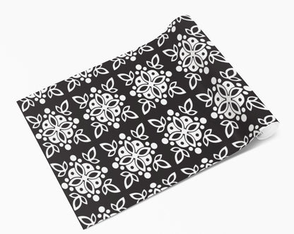 Black Vintage Pattern Tile Vinyl Sticker Wrap