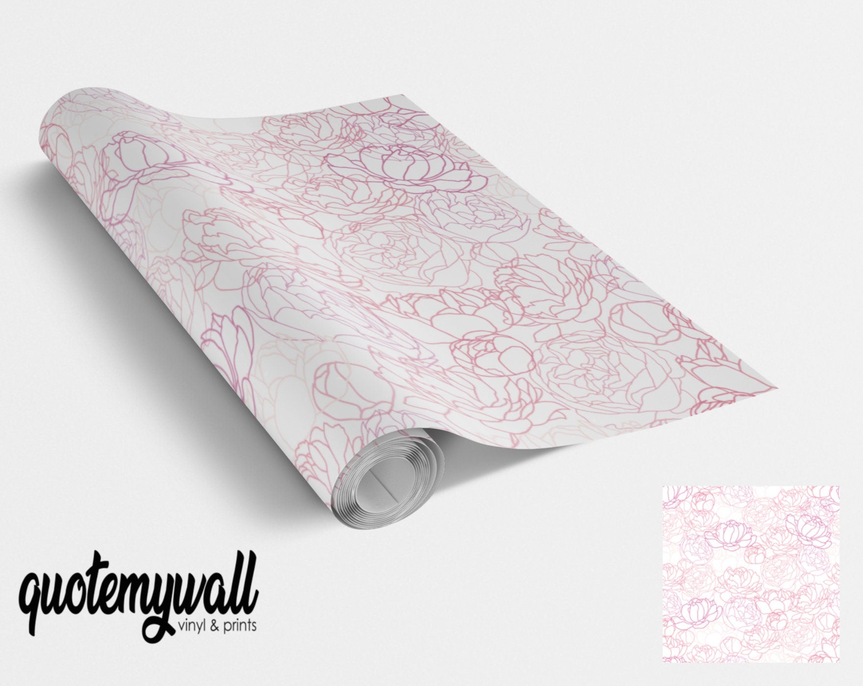 Peony Outline Floral Pattern Vinyl Sticker Wrap