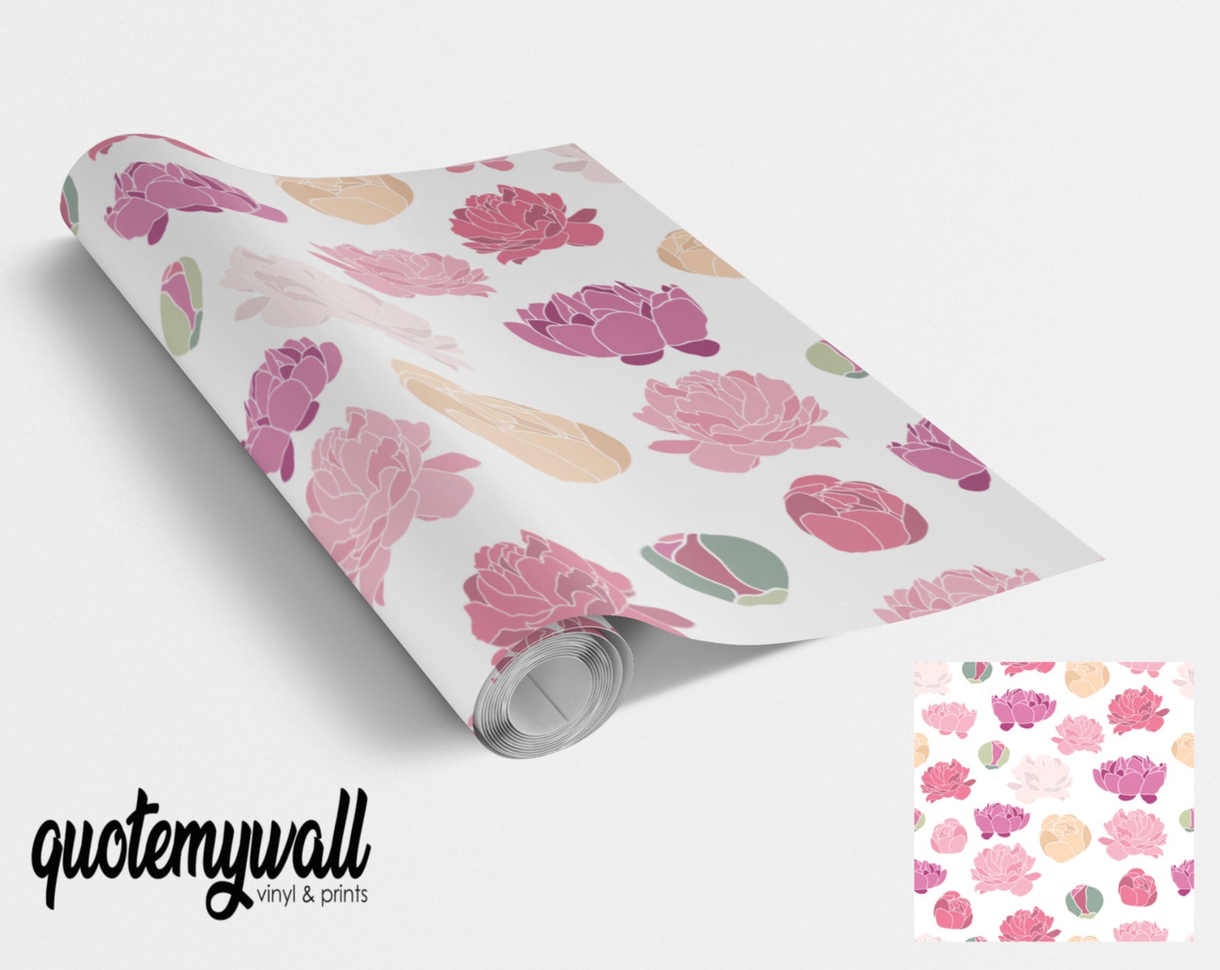 Pattern Vynil Sticker Peony Floral Pattern Vinyl Sticker Wrap