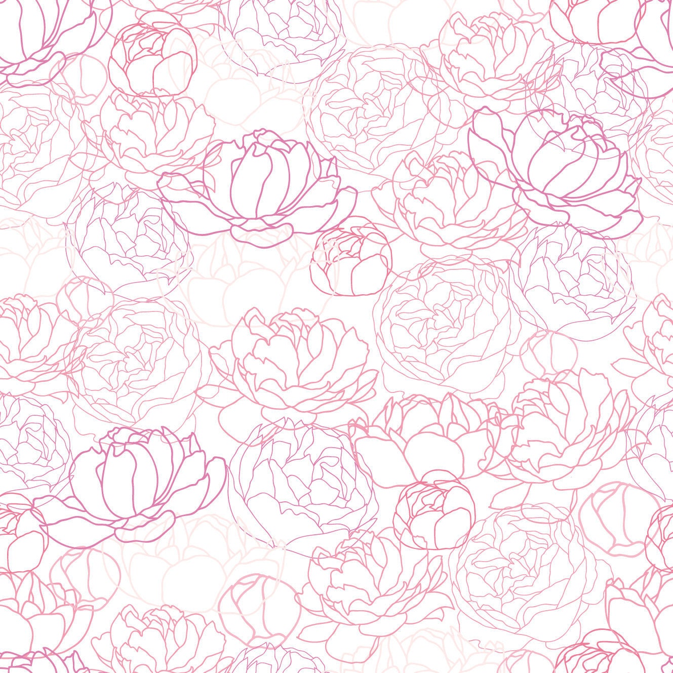 Peony Outline Floral Pattern Vinyl Sticker Wrap