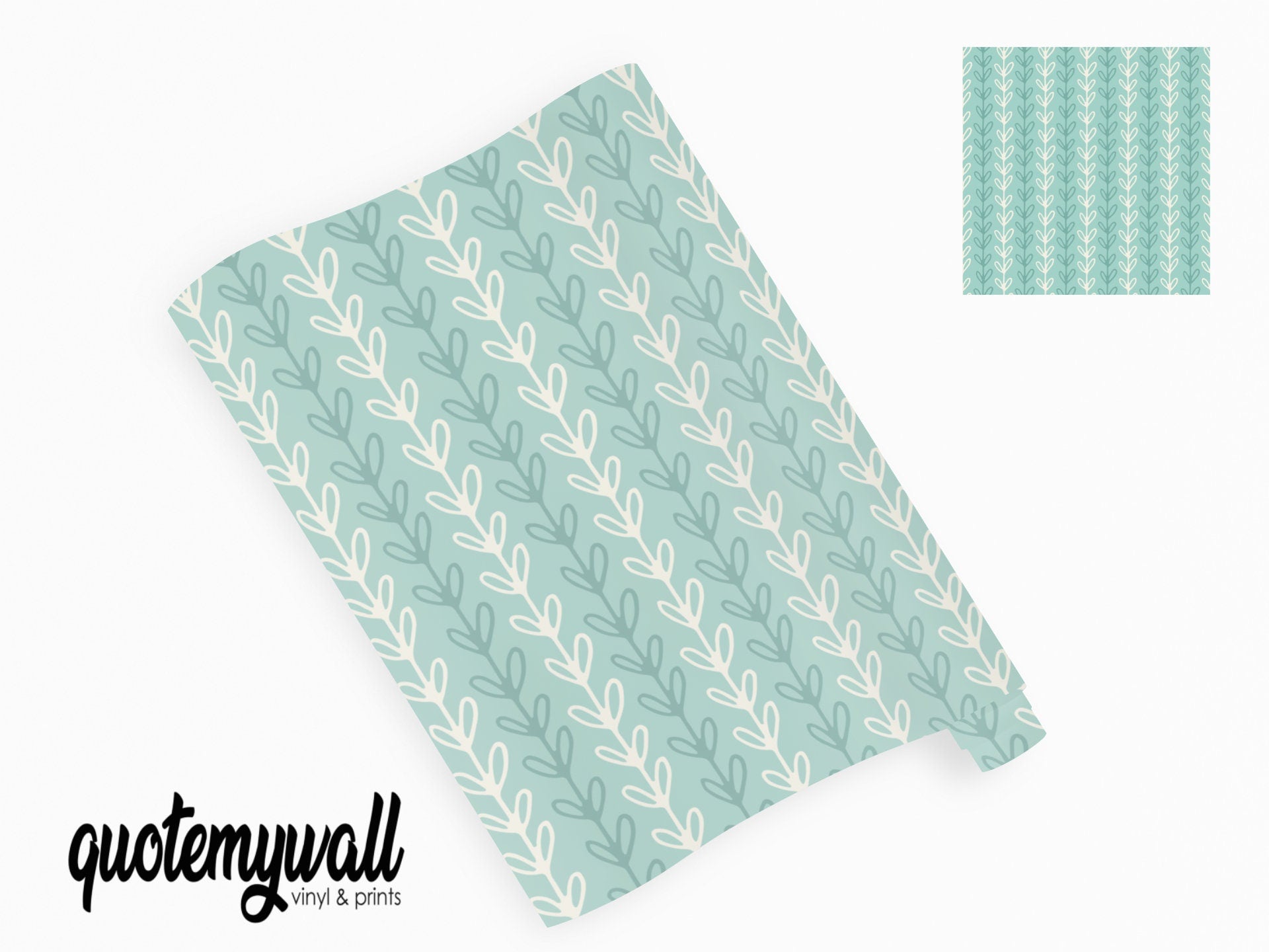 Mint Vine Floral Vinyl Window/Furniture Wrap