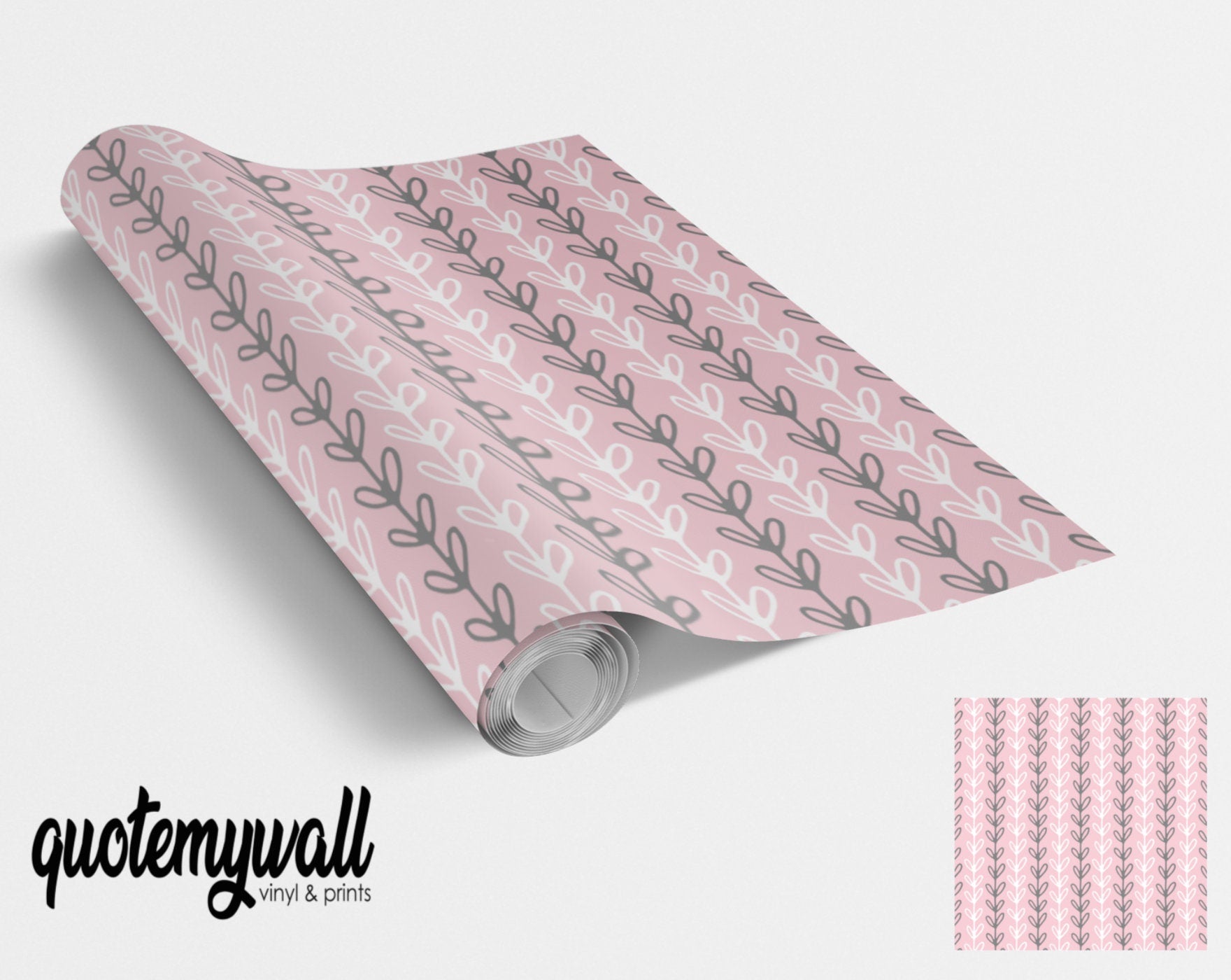 Pink Vine Floral Vinyl Window/Furniture Wrap