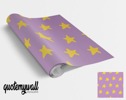 Purple & Yellow Stars Pattern Vinyl Wrap