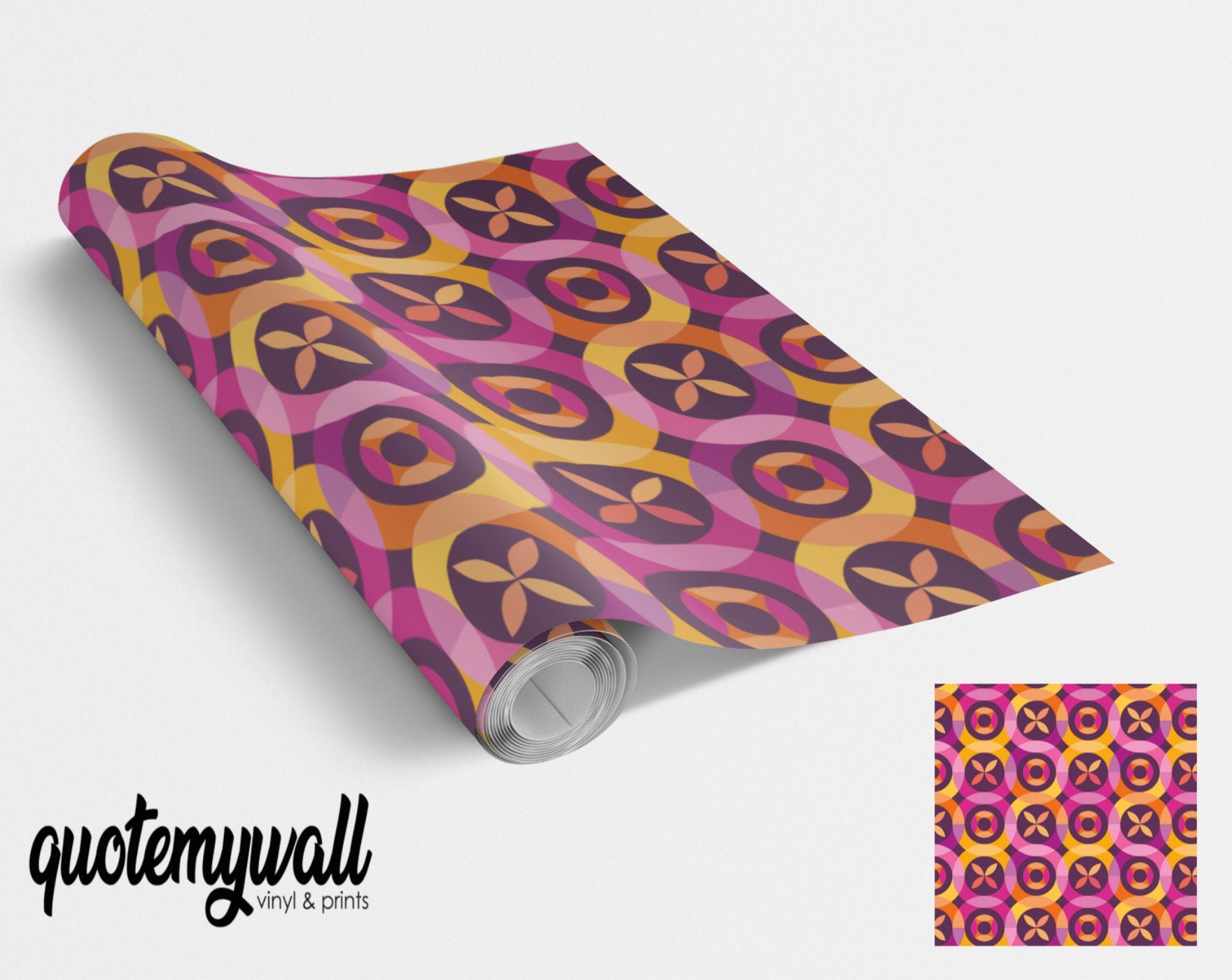 Retro Floral Pattern Vinyl Wrap