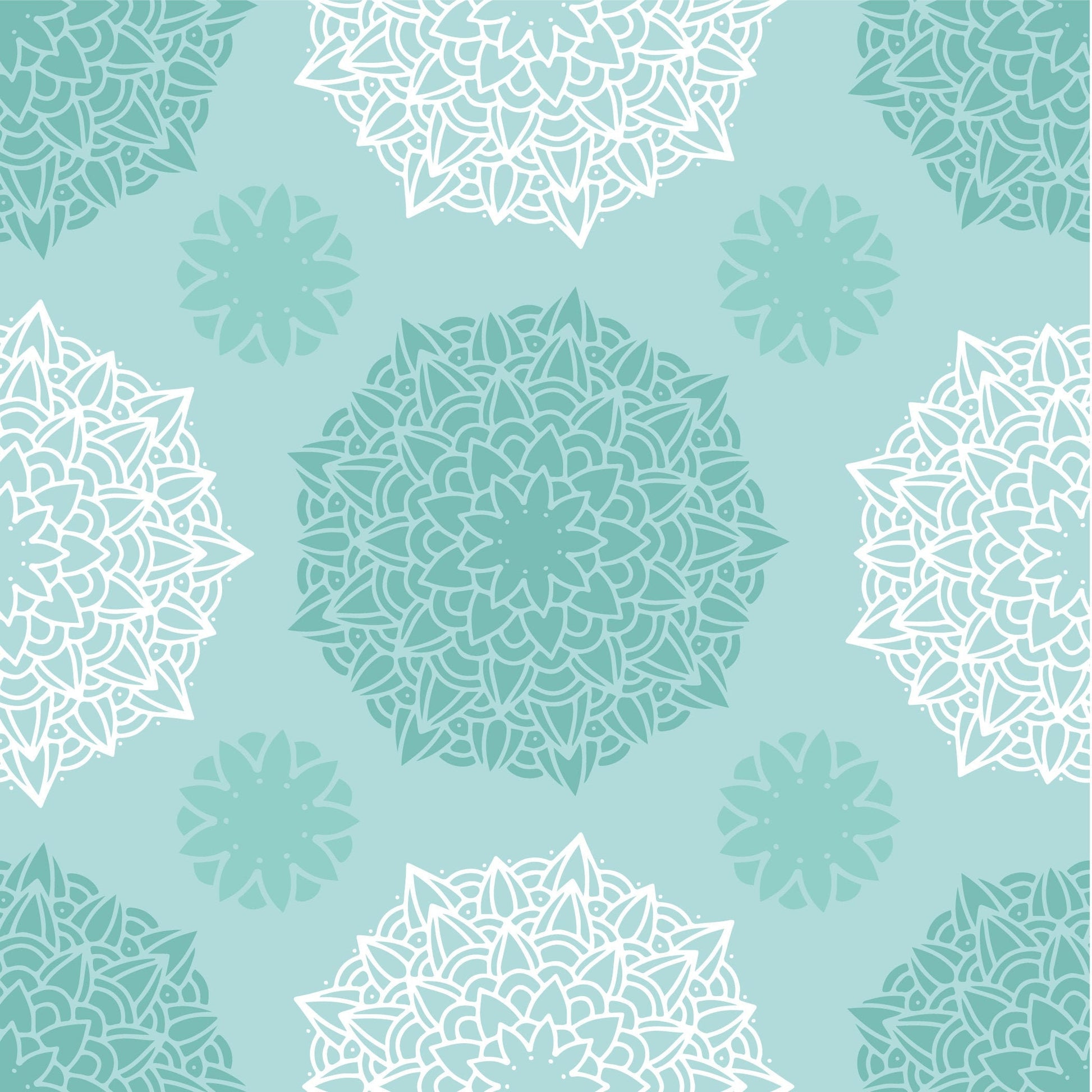 Mint & White Mandala Pattern Vinyl Furniture Wrap