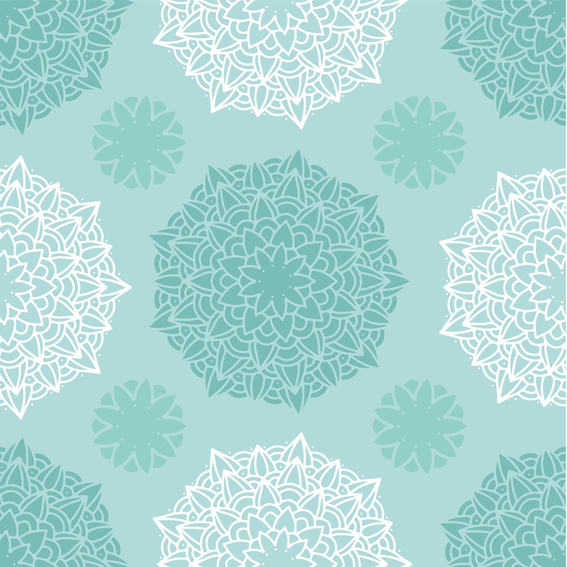 Mint & White Mandala Pattern Vinyl Furniture Wrap