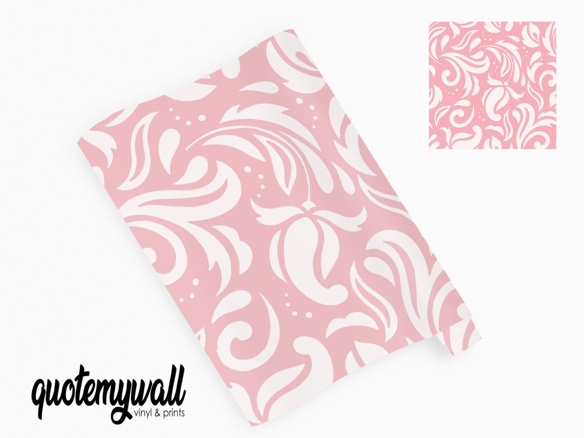 Salmon Pink Floral Pattern Vinyl Furniture Wrap