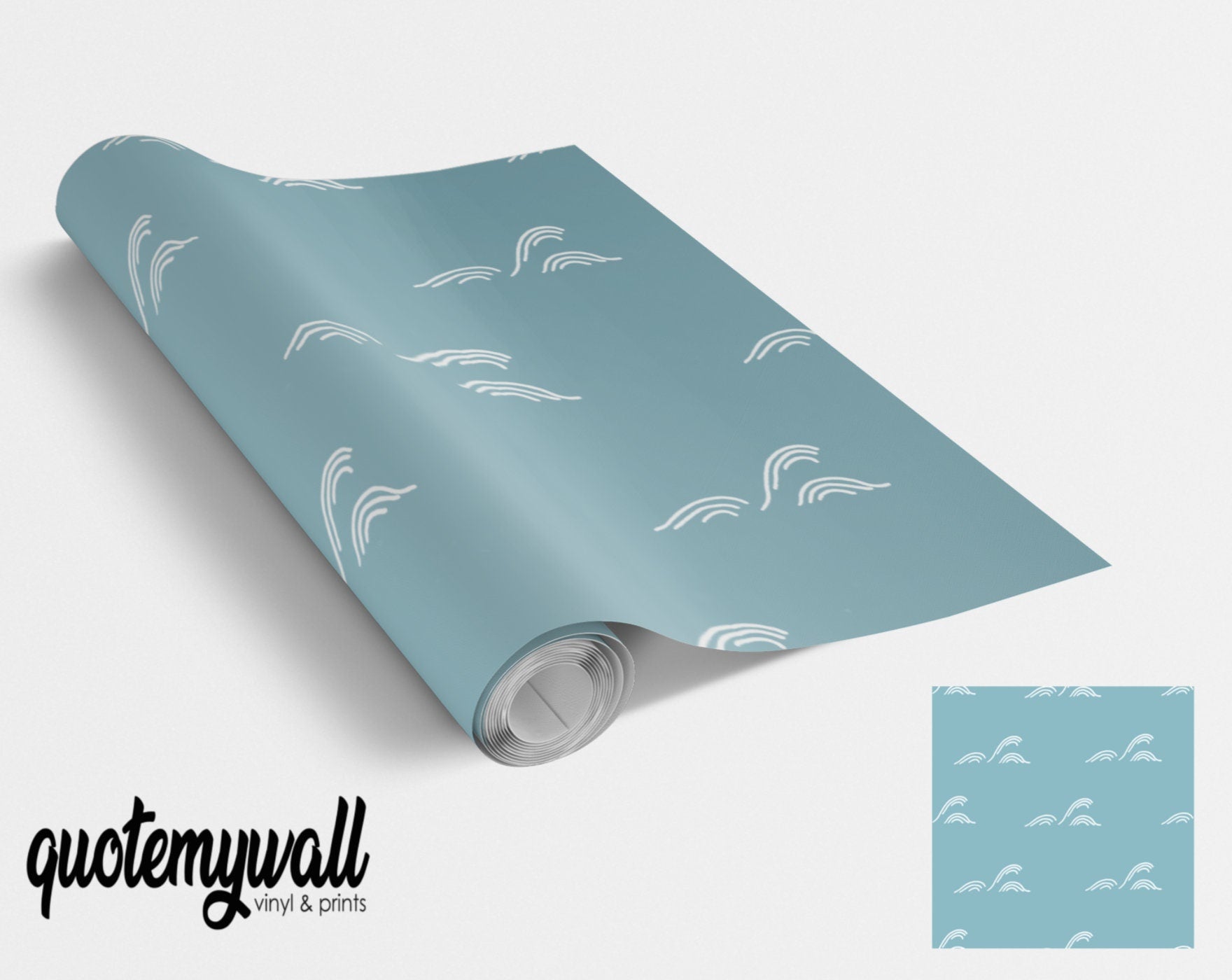 Blue Waves Pattern Vinyl Furniture Wrap