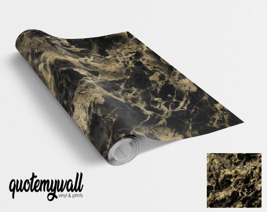 Thick Gold & Black Calacatta Marble Vinyl Wrap