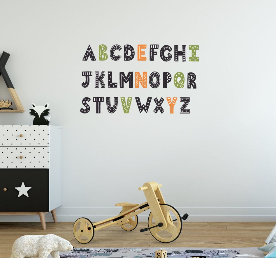 Scandi Scandinavian Kids Alphabet Wall Stickers