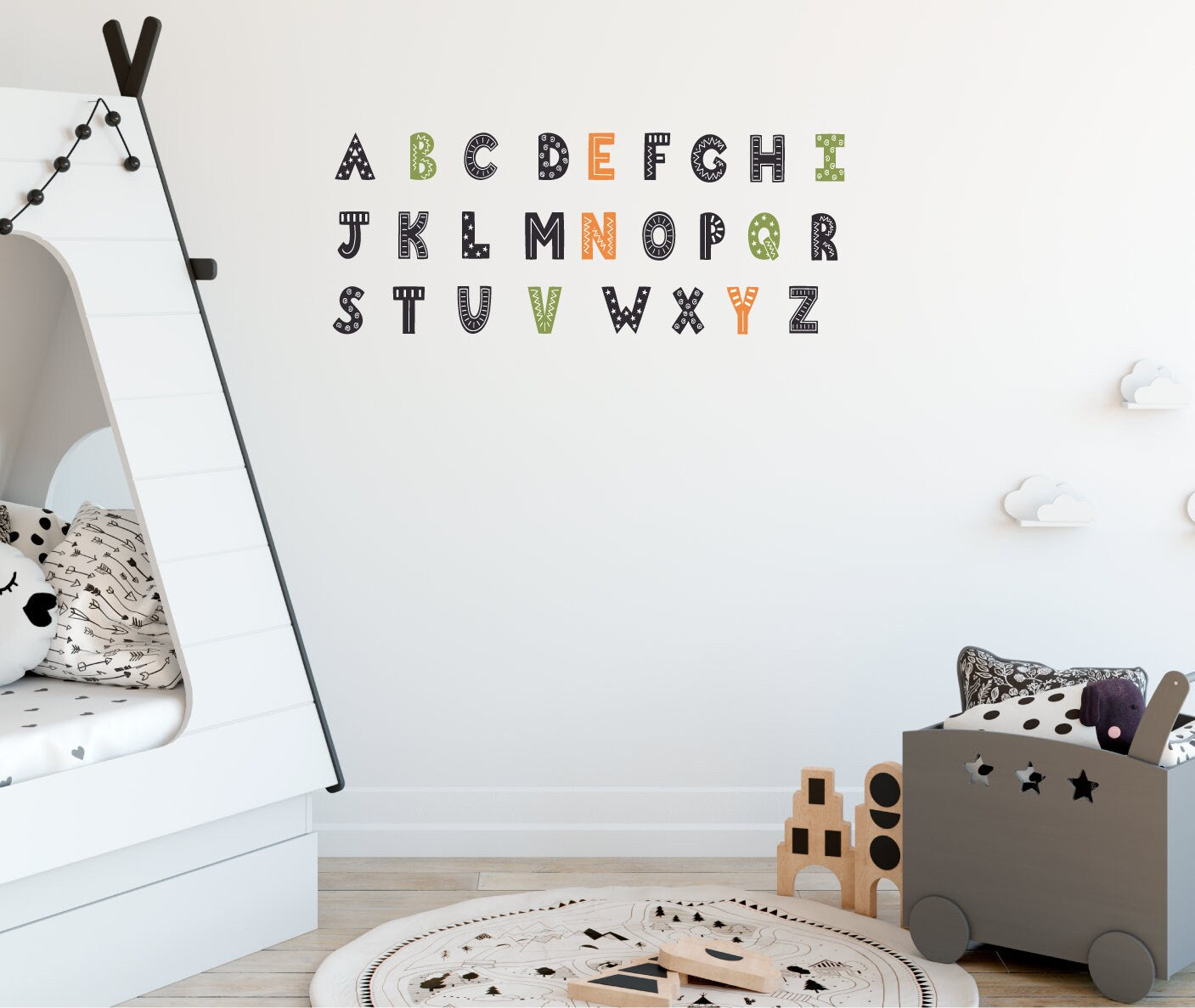 Scandi Scandinavian Kids Alphabet Wall Stickers