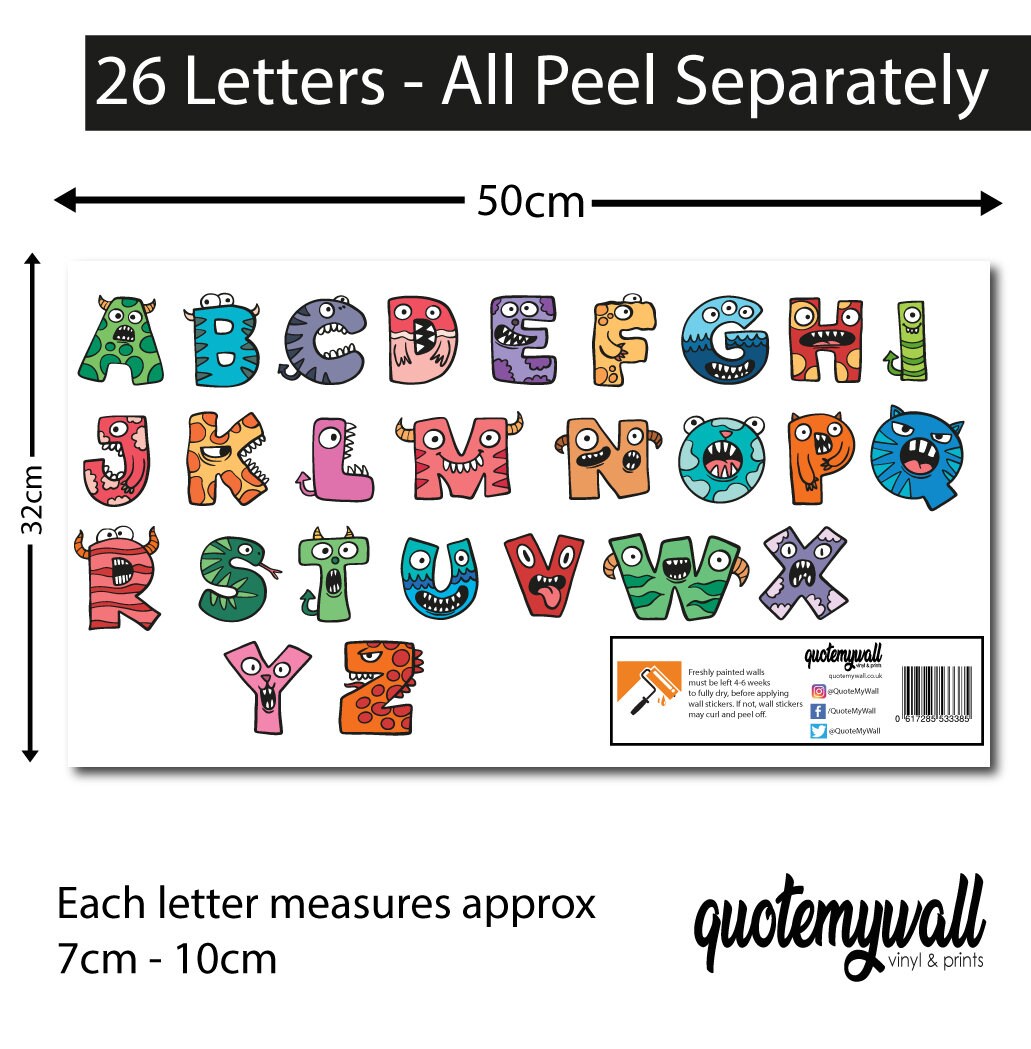 Monster Cartoon Alphabet Wall Stickers