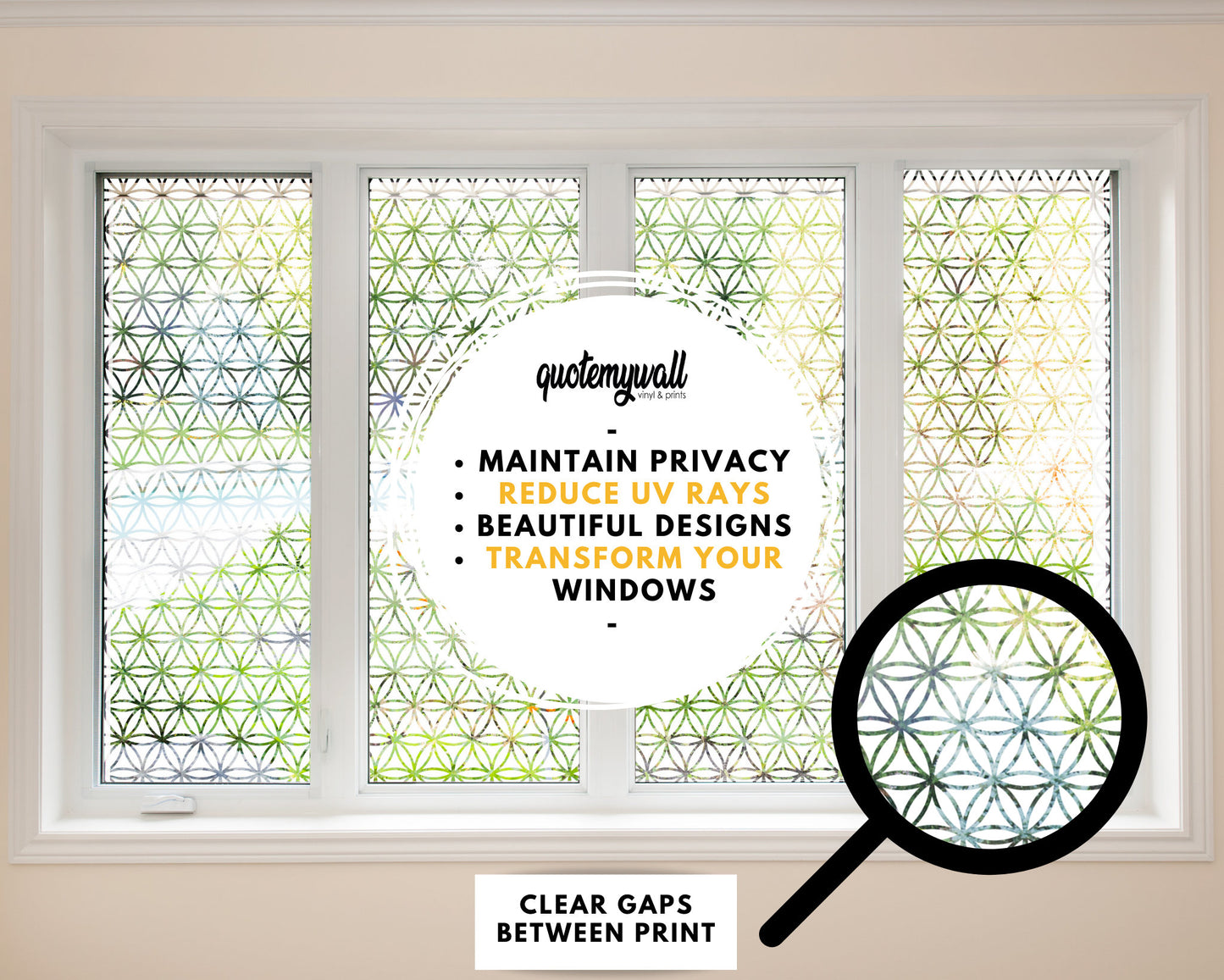 Window Privacy Film Glass Cling Square Line Pattern Window Forst Stained Glass Protection Cling Film