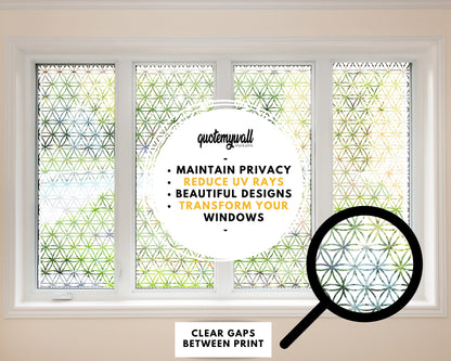 Triangle Geometric Pattern Window Privacy Film Cling Static Cling Glass Sticker Non Adhesive UV Heat Control Frosted Glass