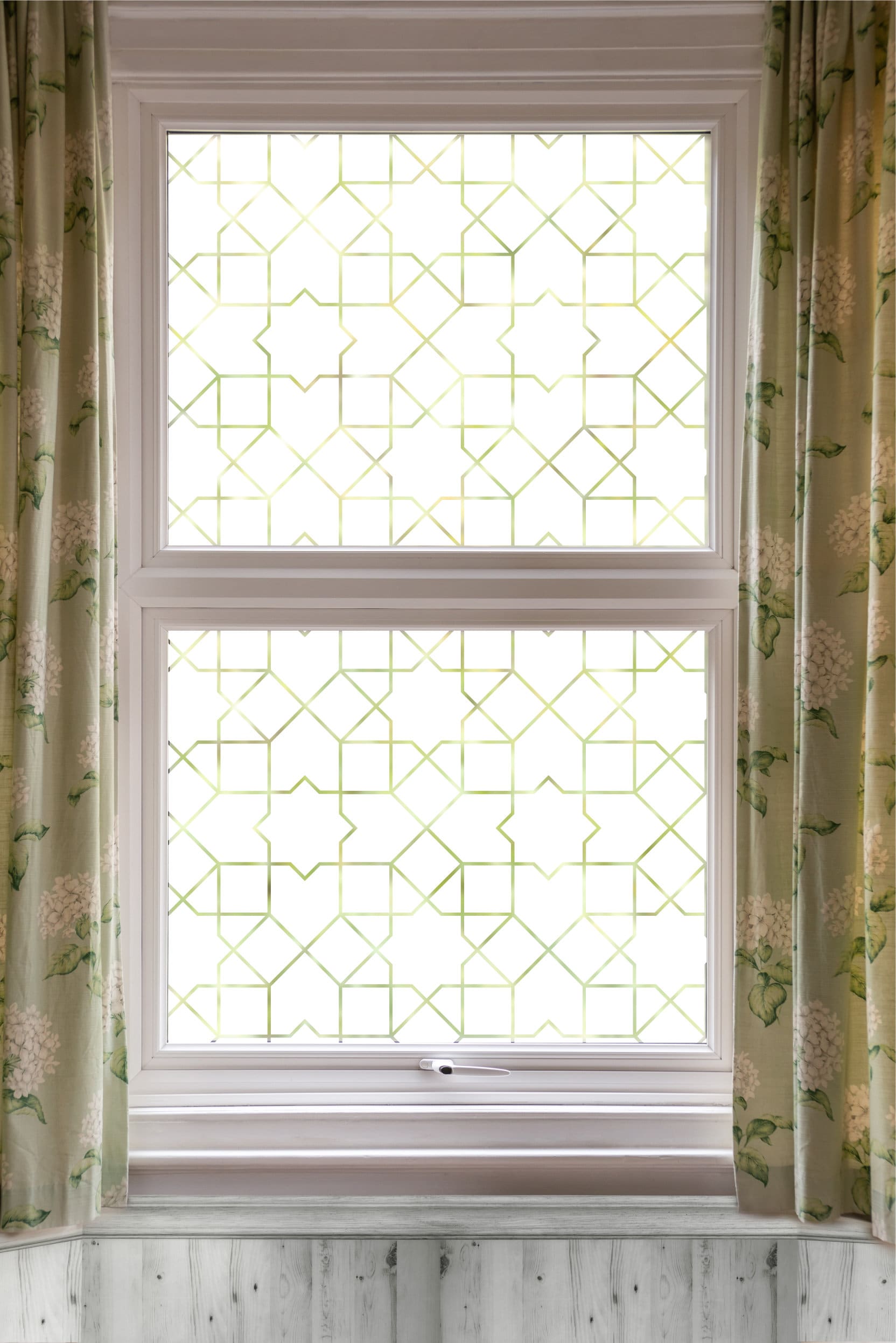 Window Privacy Film Geometric Line Pattern Window Cling Film UV Glass Window Film Protection Stained