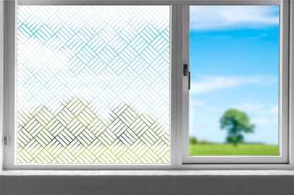 Window Privacy Film Glass Cling Square Line Pattern Window Forst Stained Glass Protection Cling Film