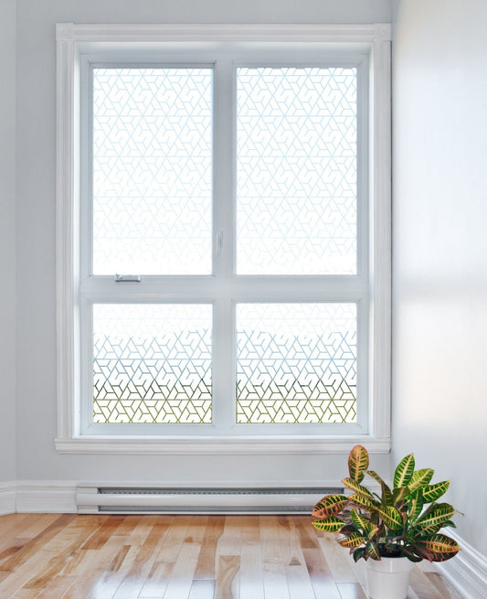 Triangle Geometric Pattern Window Privacy Film Cling Static Cling Glass Sticker Non Adhesive UV Heat Control Frosted Glass