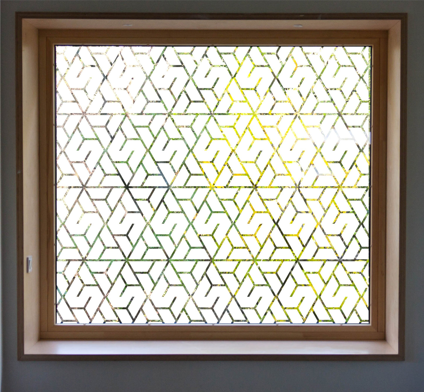 Triangle Geometric Pattern Window Privacy Film Cling Static Cling Glass Sticker Non Adhesive UV Heat Control Frosted Glass