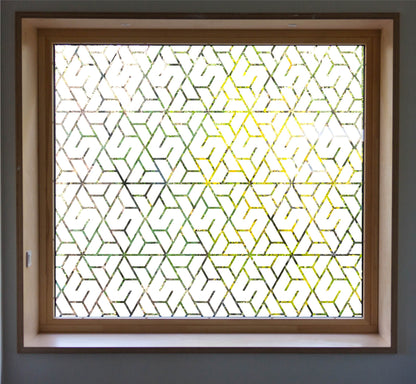 Triangle Geometric Pattern Window Privacy Film Cling Static Cling Glass Sticker Non Adhesive UV Heat Control Frosted Glass