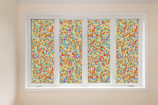 Mosaic Stained Glass Decorative Frosted Vinyl Window Privacy Glass Film Scratch Resistant Water Resistant