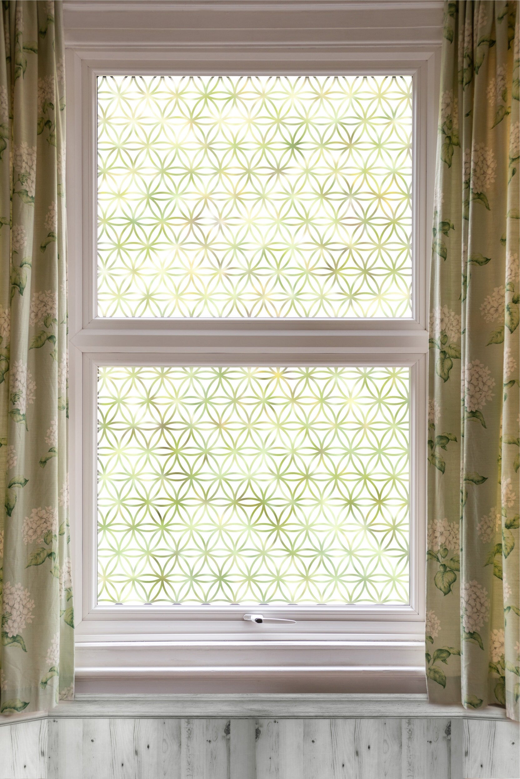 Window Decor Geometric Window Cling Window Privacy Film Frosted Clear Window Stickers Removable Reusable Flowers