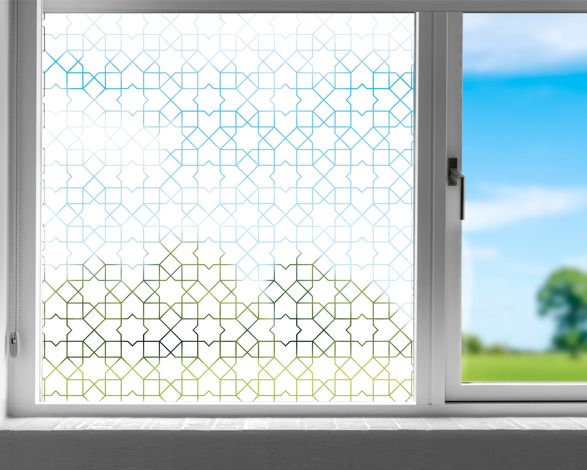 Window Privacy Film Geometric Line Pattern Window Cling Film UV Glass Window Film Protection Stained