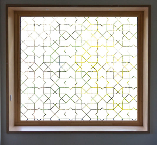 Window Privacy Film Geometric Line Pattern Window Cling Film UV Glass Window Film Protection Stained