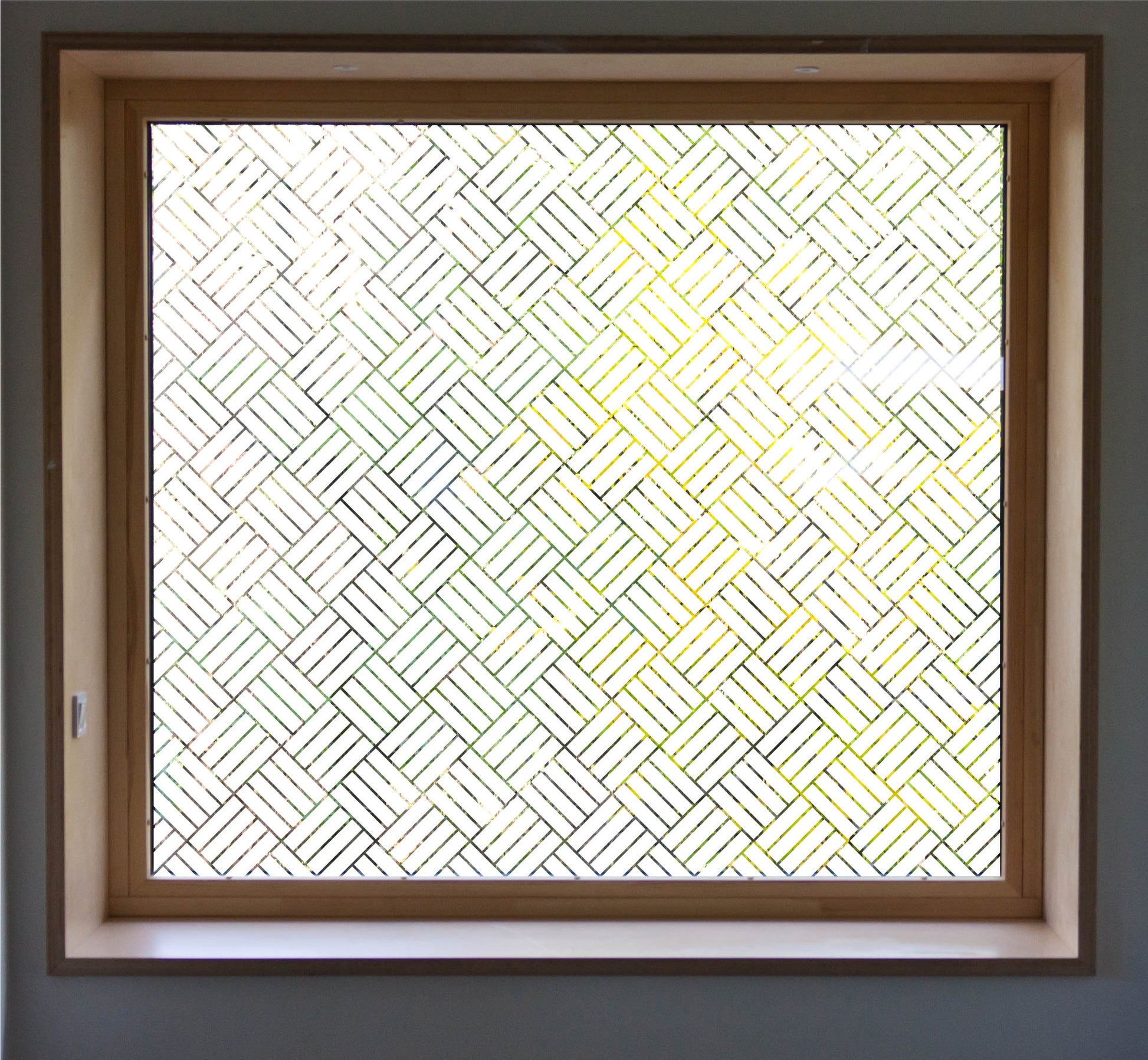 Window Privacy Film Glass Cling Square Line Pattern Window Forst Stained Glass Protection Cling Film