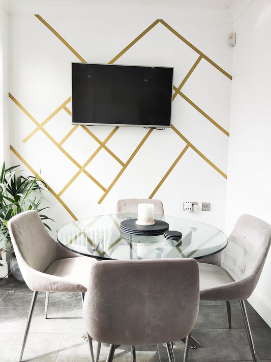 Gold Geometric Lines Wall Stickers | Gold Wall Decals | Peel and Stick Removable Metallic Wall Art For Home Kids Office Living