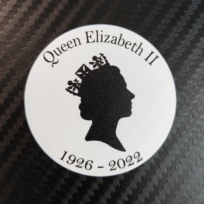 2x Queen Elizabeth II Stickers Decals Car Stickers Respect Memory 5cm Round Cut