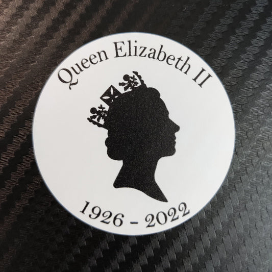 2x Queen Elizabeth II RIP Stickers Decals Car Stickers Respect Memory 5cm Round Cut