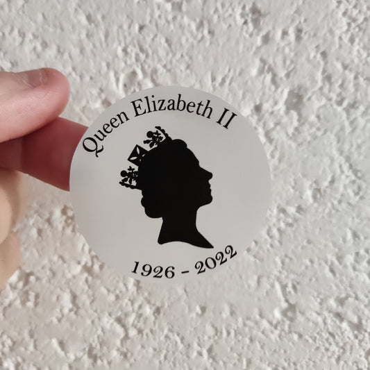 2x Queen Elizabeth II Round Stickers Decals Car Stickers Respect Memory 5cm Round Cut