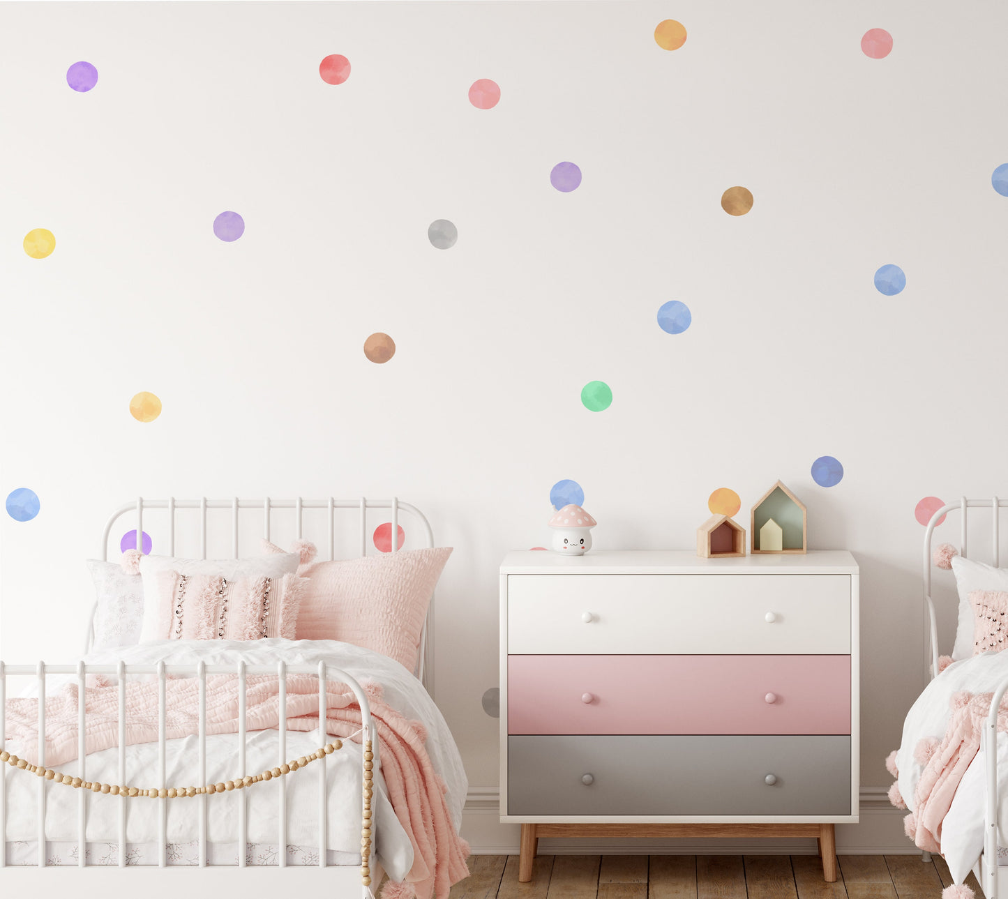 Water Colour Polka Dot Wall Stickers For Nursery Kids Bedroom Childrens Wall Decals Decor Removable Peel & Stick