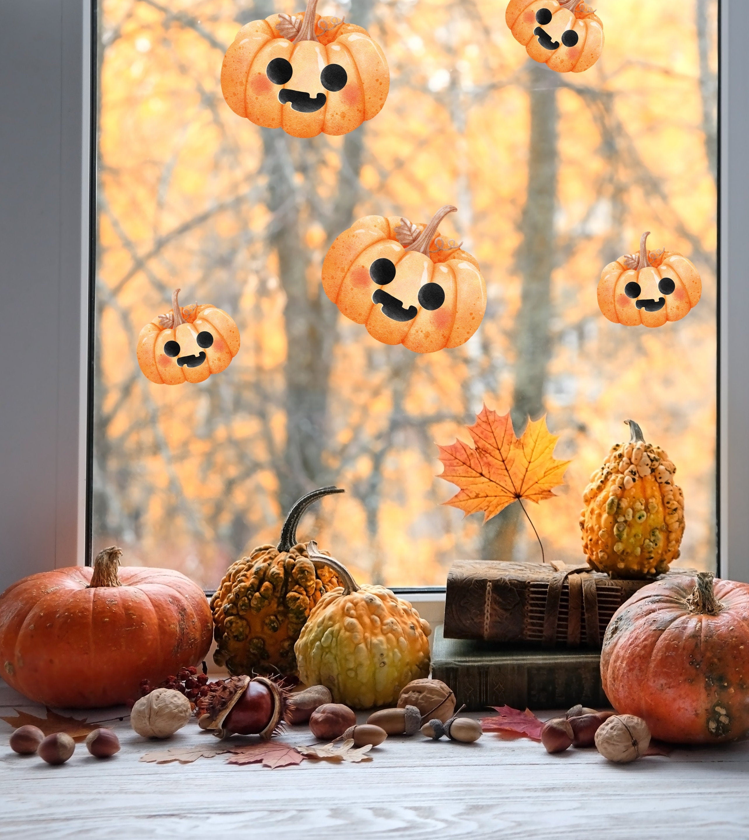 Pumpkin Halloween Window Wall Stickers Decals Spooky Vinyl Removable Peel & Stick
