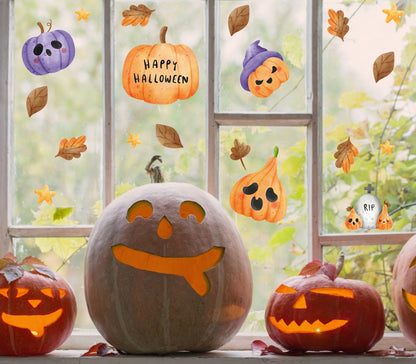 Halloween Pumpkin Decoration Window Stickers, Halloween Decals, Pumpkin Stickers, Happy Halloween