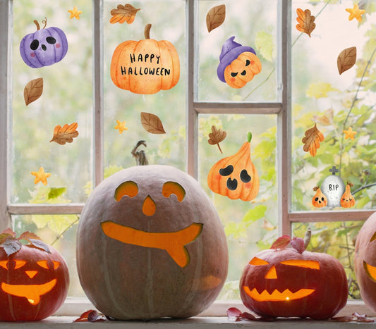 Halloween Pumpkin Decoration Window Stickers, Halloween Decals, Pumpkin Stickers, Happy Halloween