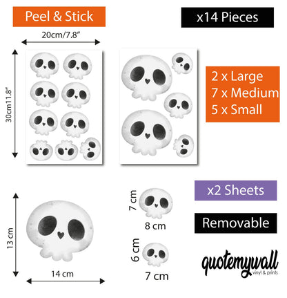 Scary Skulls Halloween Stickers Window Decals, Removanble Halloween Decorations, Skull Stickers