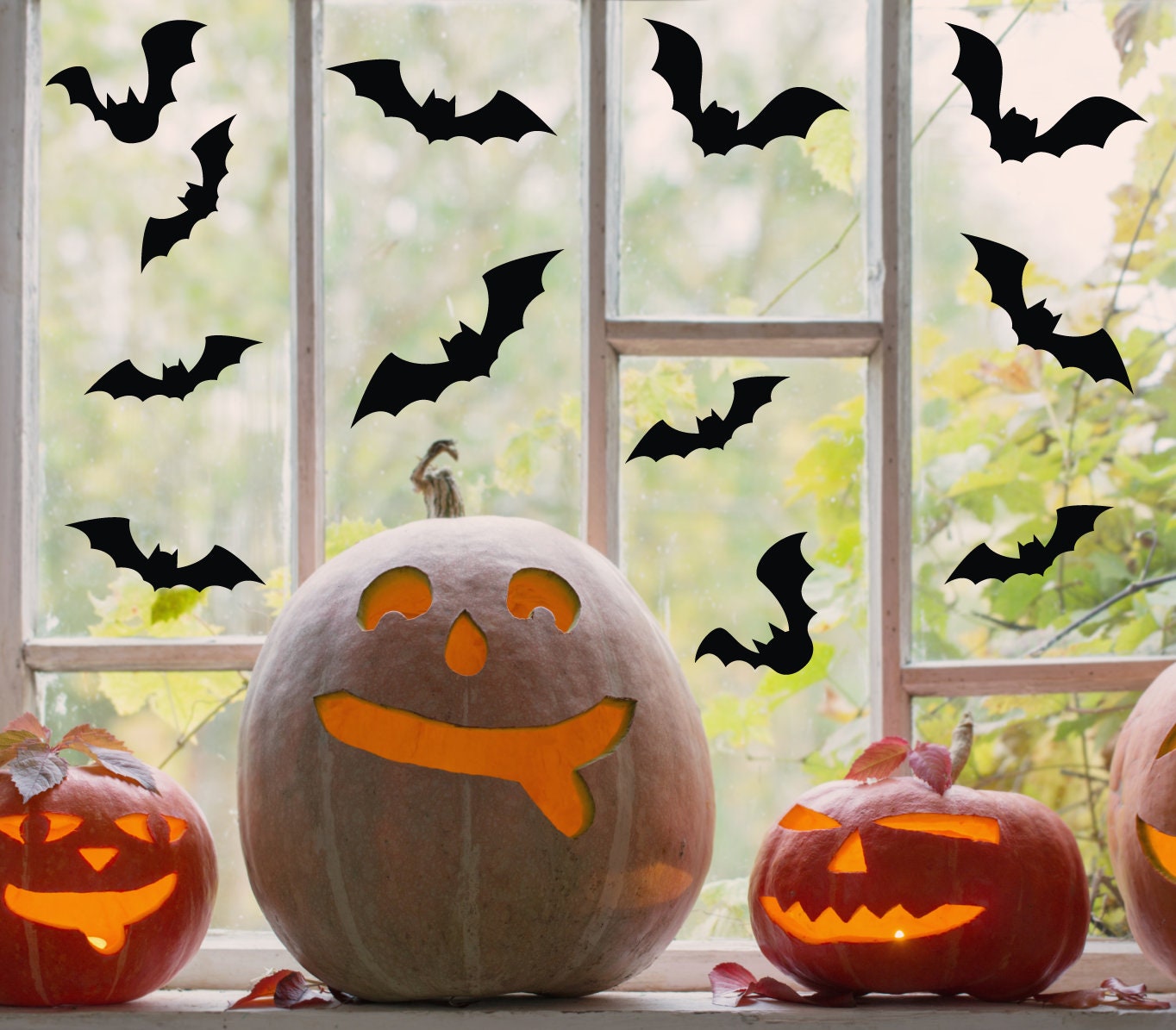Halloween Window Stickers. Halloween Decorations, Flying Bats Stickers, Halloween Decals, Removable Halloween Wall Art