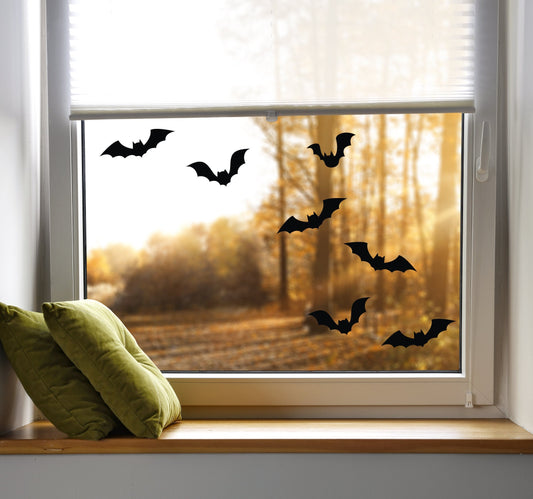 Halloween Window Stickers. Halloween Decorations, Flying Bats Stickers, Halloween Decals, Removable Halloween Wall Art