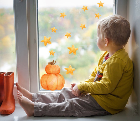 Halloween Pumpkin Stickers, Halloween Decorations. Halloween Window Stickers, Stars & Pumpkins Decals
