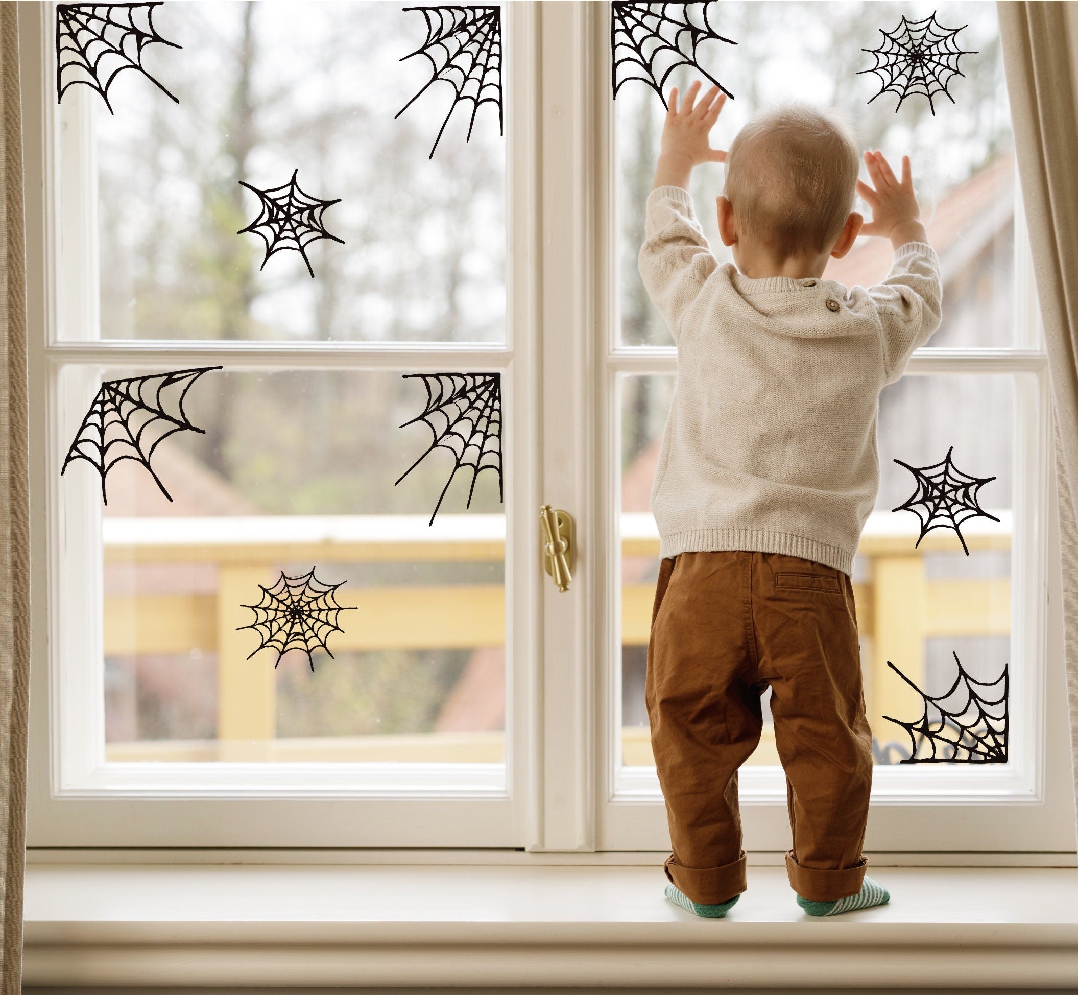 Spidered Window Halloween Decorations, Spider Window Stickers, Spider Web Stickers, Ha