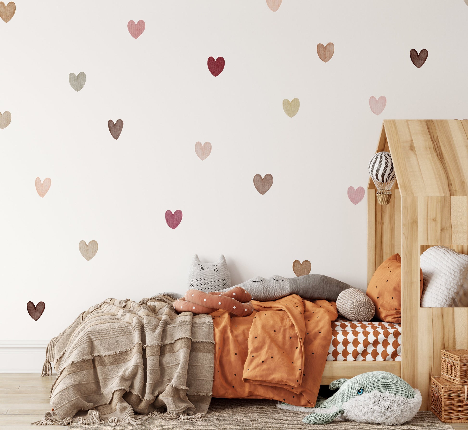 Large Boho Chic Heart Wall Stickers For Nursery Kids Bedrooms Children's Wall Decor Peel & Stick Removable