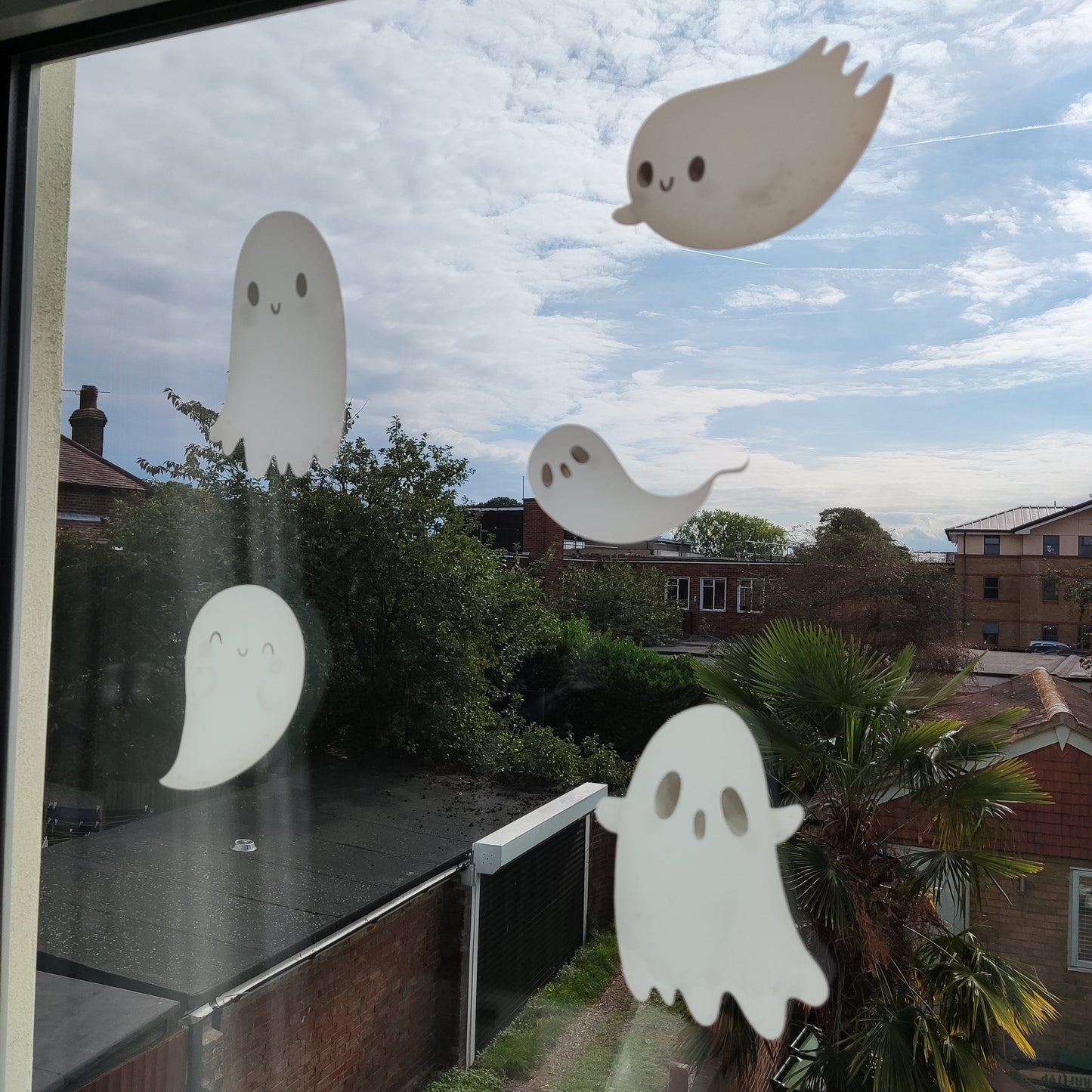 Flying Ghosts Halloween Window Stickers Decals Peel & Stick Removable Window Decal Cling Reusable
