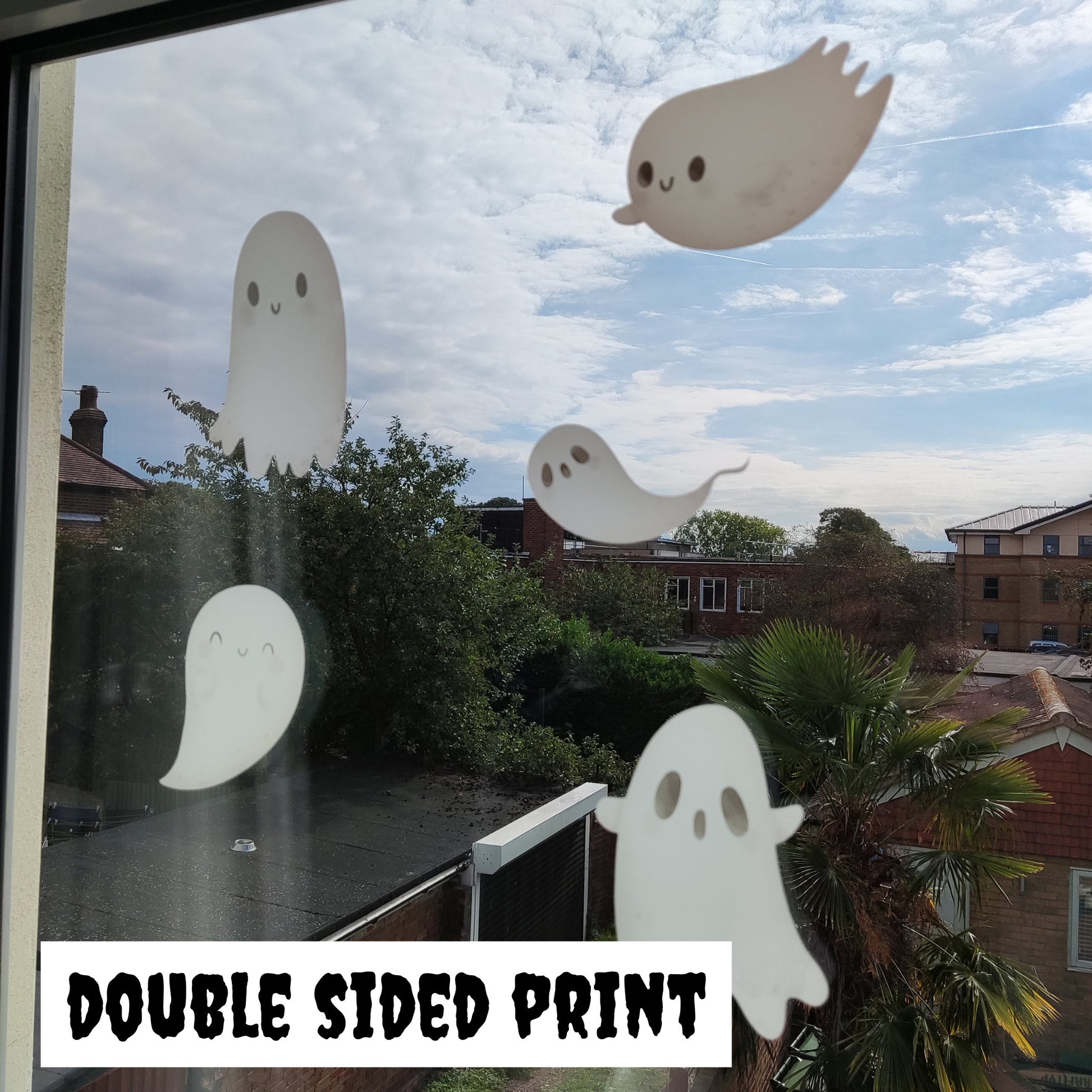 Flying Ghosts Halloween Window Stickers Decals Peel & Stick Removable Window Decal Cling Reusable