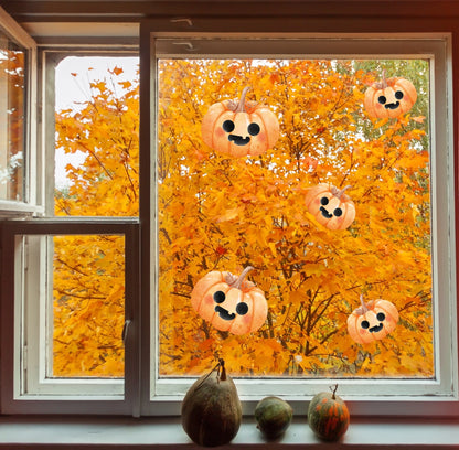 Halloween Window Cling Stickers Pumpkin Decals Removable Reusable Halloween Wall Stickers