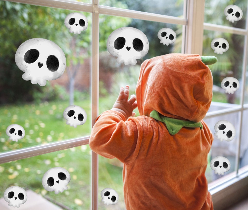 Halloween Skulls Decoration Window Stickers, Halloween Decals, Skull Stickers, Happy Halloween