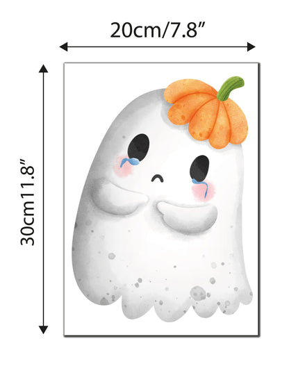 Cute Pumpkin Ghost Halloween Window Sticker, Halloween Decor, Halloween Window Decorations, Kids Halloween Decor
