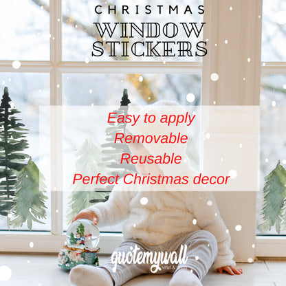 Boho Teal Orange And Blue Christmas Window Stickers, Mini Christmas Decals Decorations, Christmas Tree & Snowflakes